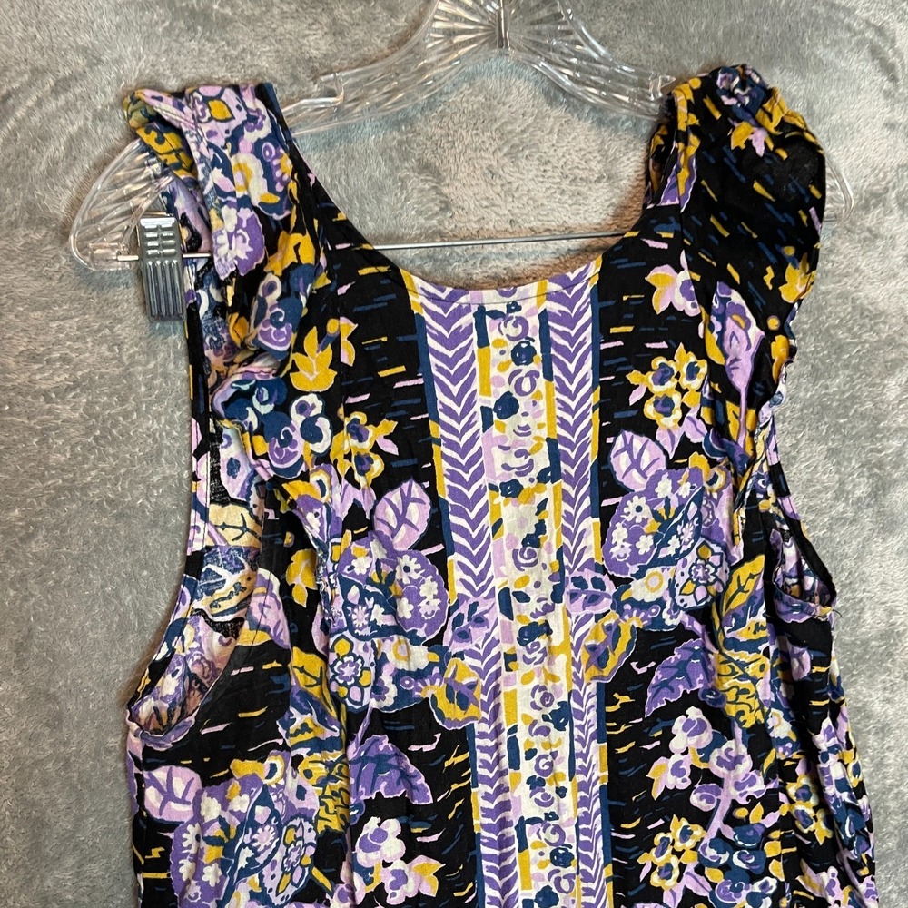 Free People Women Summer in Tulum Tunic Top L Flowy Ruffle Floral Linen Blend